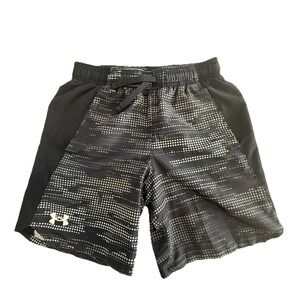 Under Armour Boys Athletic Shorts HeatGear Loose Fit Drawstring Waist YM Black